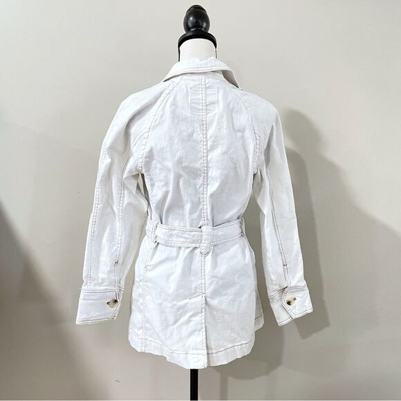 Bagatelle Collection Off-white Utility Jacket Button Belted Cotton, Women Small - Picture 2 of 11